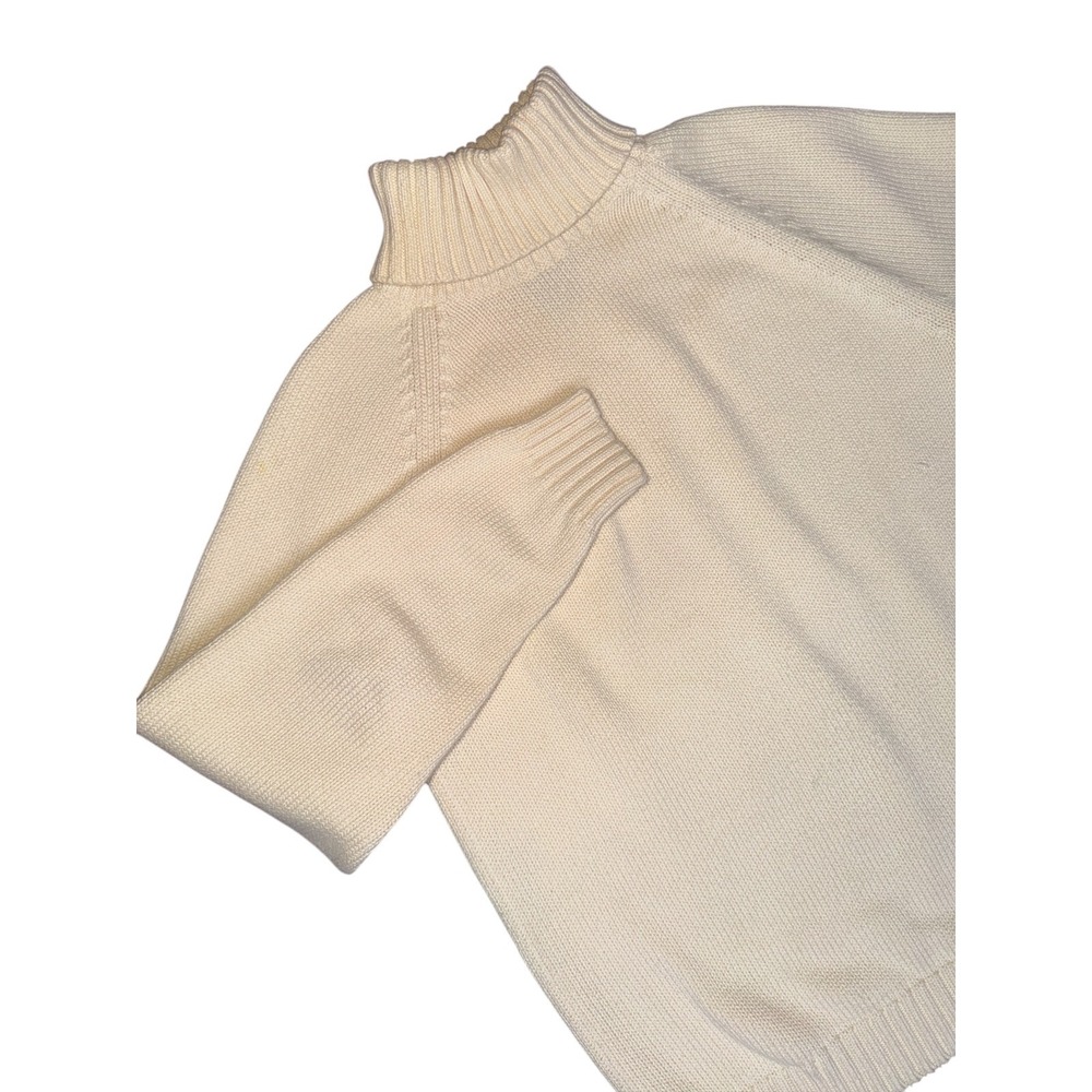 Vtg 90's Academia core turtleneck Sweater Sz S Raglan Sleeve Cream Lands End